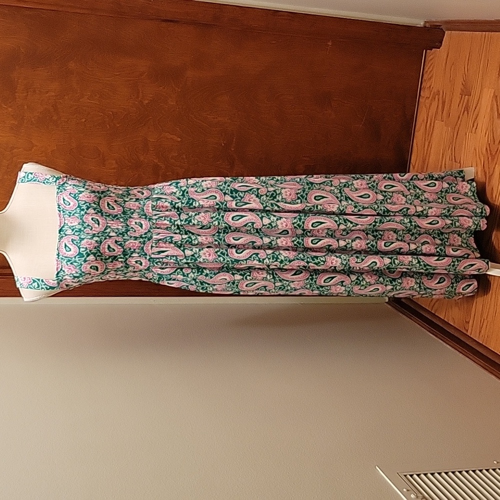 Boden Pink & Green Paisley Smocked Maxi Dress